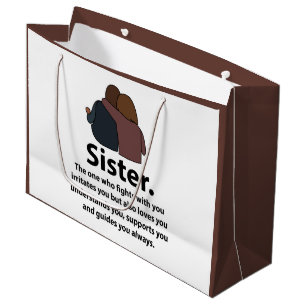 Sister Sibling Sister Love Sisterhood Quote Large Gift Bag