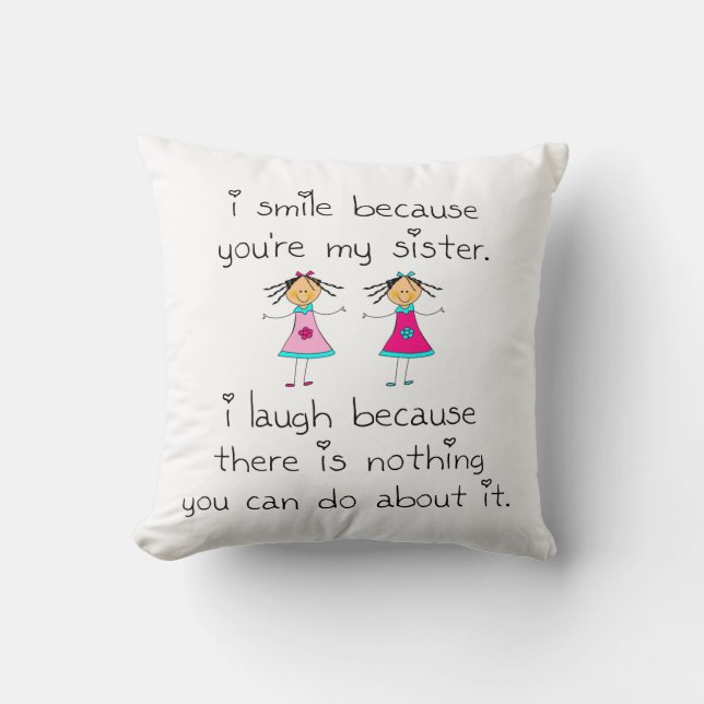 Sister Smile Throw Pillow (Front)