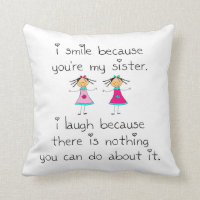 Sister Smile Throw Pillow