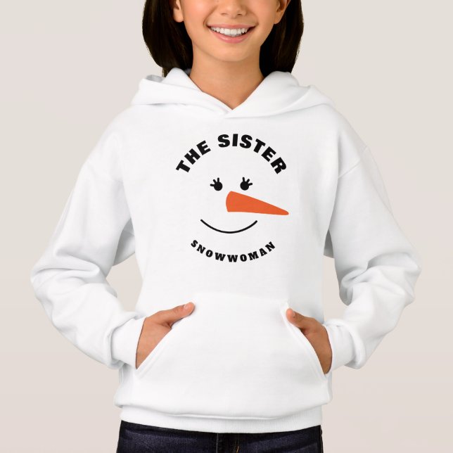 Sister Snowman Face Squad Matching Family Costume Hoodie (Front)