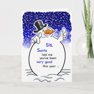 Sister Snowman Santa, Christmas Humor Card