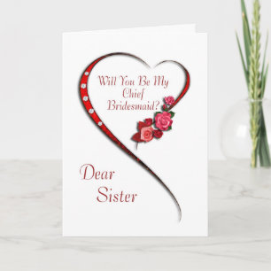 Sister, Swirling heart Chief Bridesmaid invite