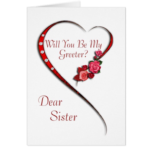 Sister, Swirling heart greeter invite (Front)