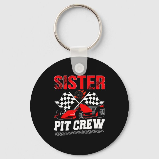 Sister T Crew Racing Family Race Car Birthday Boy  Keychain (Front)
