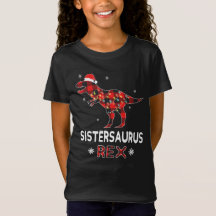 Sister T-Rex Red Plaid Buffalo Christmas Dinosaur
