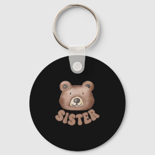 Sister teddy bear 1st birthday boy girl family keychain