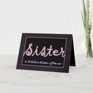 SISTER Thank You Matron of Honor - Plaid Lettering Card