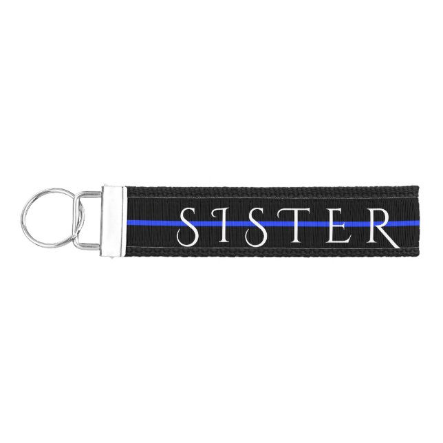 Sister Thin Blue Line Police Officer Key Chain (Keys on Left)