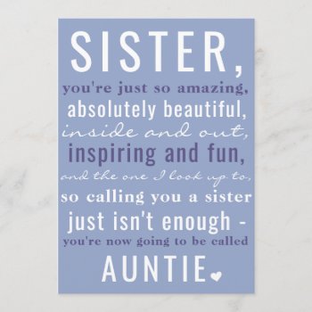 Sister To Auntie Cute Pregnancy Announcement by theMRSingLink at Zazzle