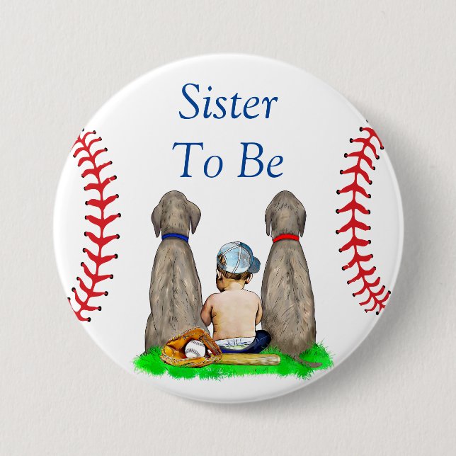 Sister to Be | Baseball Themed Boy's Baby Shower Button (Front)
