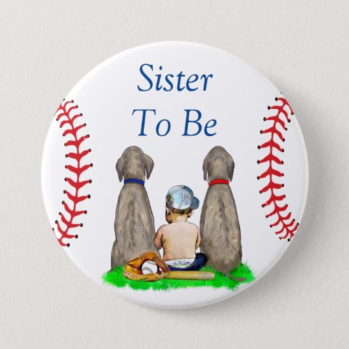 Sister to Be  Baseball Themed Boys Baby Shower Button