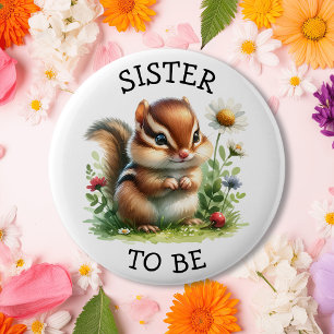 Sister to be   Fox Woodland Themed Baby Shower Button
