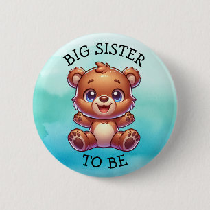 Sister To Be   Woodland Creatures Baby Shower  Button