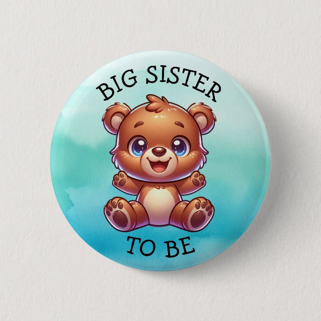 Sister To Be | Woodland Creatures Baby Shower  Button (Front)