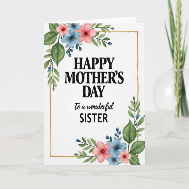 Sister Watercolor Mothers Day Card (Front)
