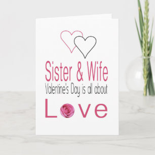 Sister & Wife Happy Valentine's Day Roses Holiday Card