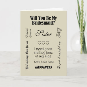 Sister, Will You Be My Bridesmaid? Beige Invitation