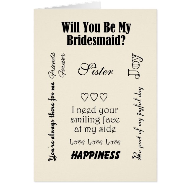 Sister, Will You Be My Bridesmaid? Cards (Front)