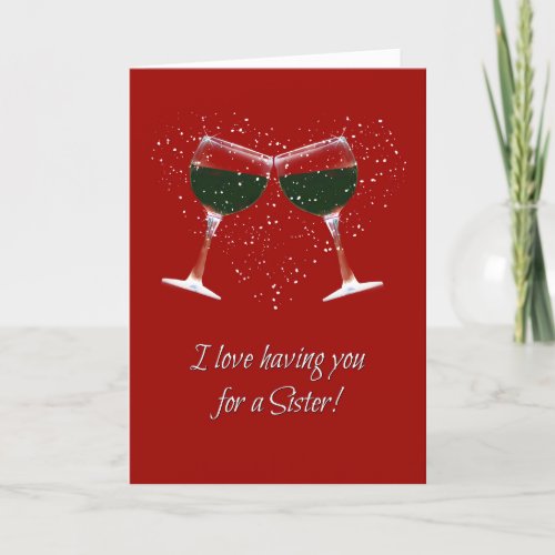 Sister Wine Happy Valentines Day Card