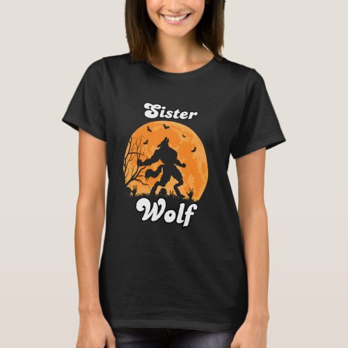 Sister Wolf Matching Family Tribe Wolves Moon Girl T-Shirt