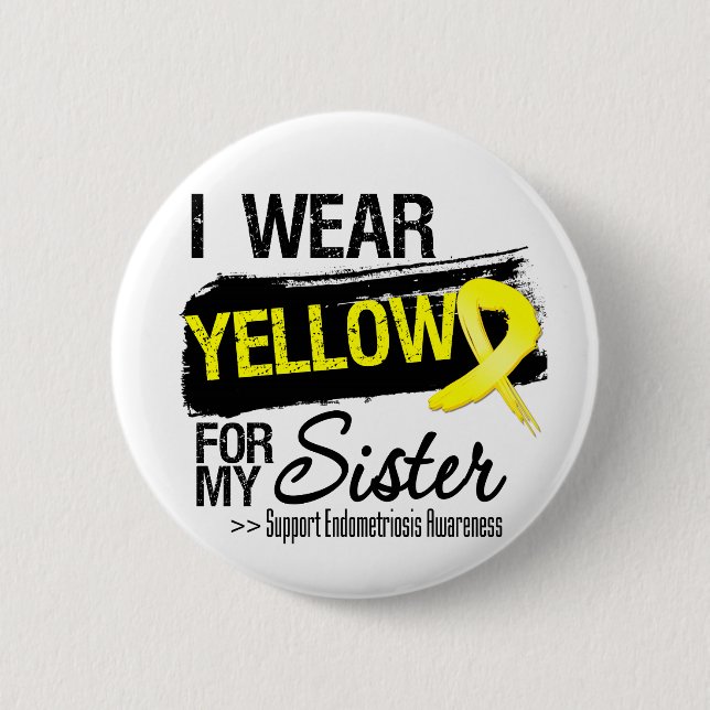 Sister Yellow Ribbon Endometriosis Button (Front)