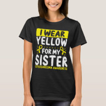 Sister Yellow Ribbon Twin Bone Cancer Awareness T-Shirt