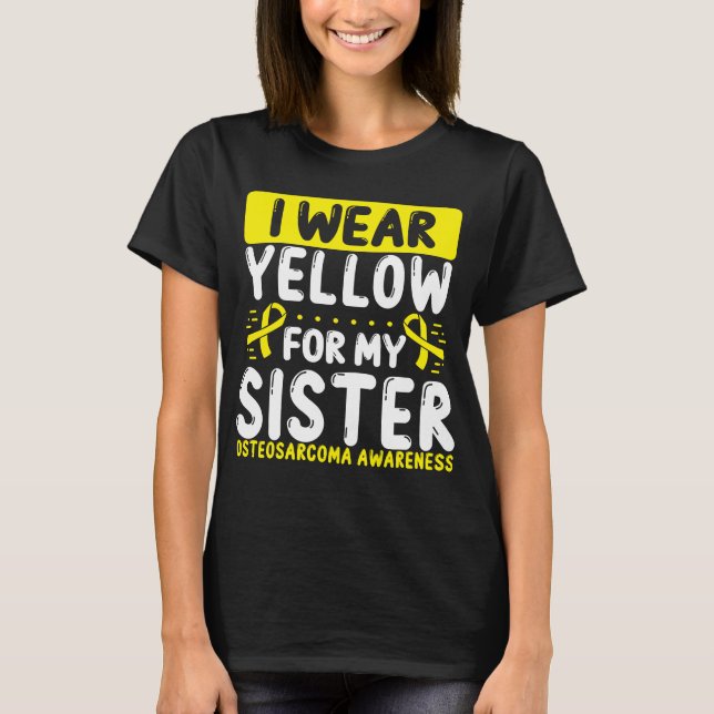 Sister Yellow Ribbon Twin Bone Cancer Awareness T-Shirt (Front)