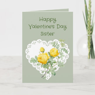 Sister Yellow Rose Garden Flower Valentine Poem Holiday Card