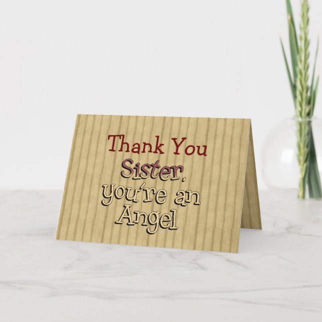 Sister You're an Angel Thank You Note Card (Front)