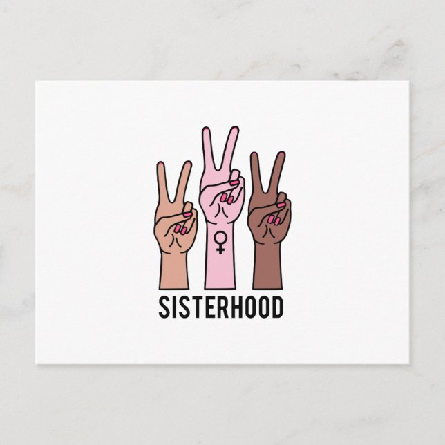 Sisterhood, female hands with peace sign postcard (Front)