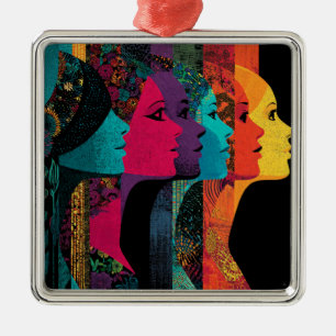 Sisterhood Gazing into the Infinite Metal Ornament