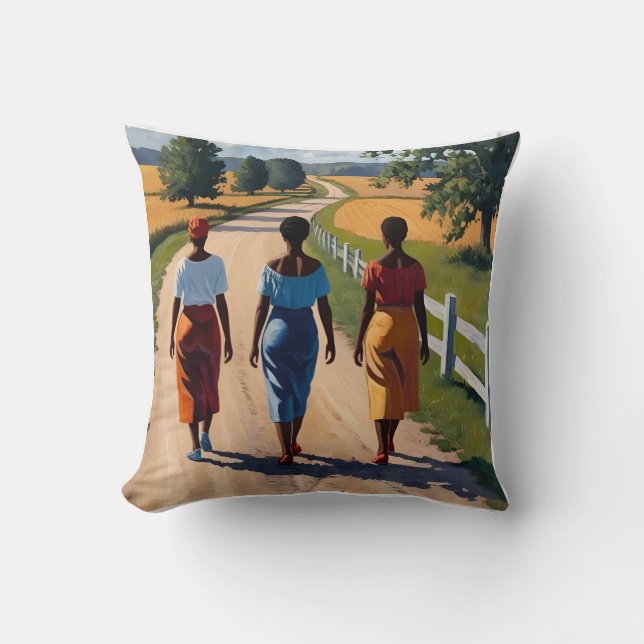 Sisterhood in Motion Throw Pillow (Front)