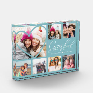 Sisterhood Script BFFs Heart 7 Photo Grid Collage Block