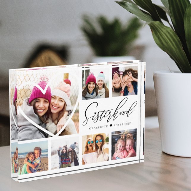 Sisterhood Script BFFs Heart 7 Photo Grid Collage Block (Creator Uploaded)