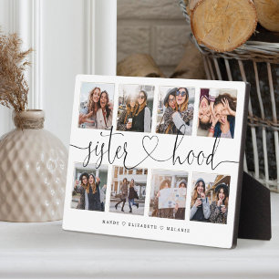Sisterhood Script   Gift For Sisters Photo Collage Plaque