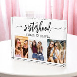 Sisterhood Sisters 3 Photo Collage Keepsake Gift Block<br><div class="desc">Celebrate sisterhood with the Sisterhood Sisters 3 Photo Collage Family Keepsake Gift Photo Block. This elegant and personalized photo block features a beautifully arranged collage of three cherished photos, capturing unforgettable moments shared with your sisters. Crafted from high-quality materials, it’s perfect for displaying on a desk, shelf, or mantel. The...</div>