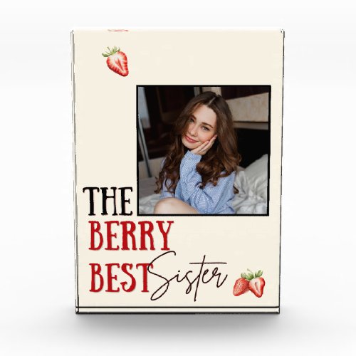 Sisterly Love Red Strawberry Photo Frame Block