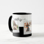 Sisters 3 Photo Collage Script Elegant Gift Mug<br><div class="desc">Sisters 3 Photo Collage Script Elegant Gift</div>