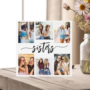 Sisters 6 Photo Collage Keepsake Gift Plaque