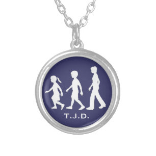 Sisters and Brother: Sibling Silhouettes Silver Plated Necklace