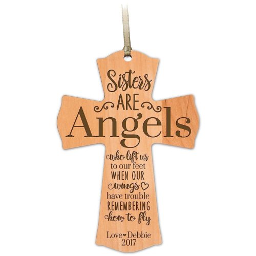 Sisters are Angels Engraved Christmas Ornament