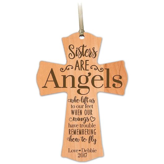 Sisters are Angels Engraved Christmas Ornament (Front)