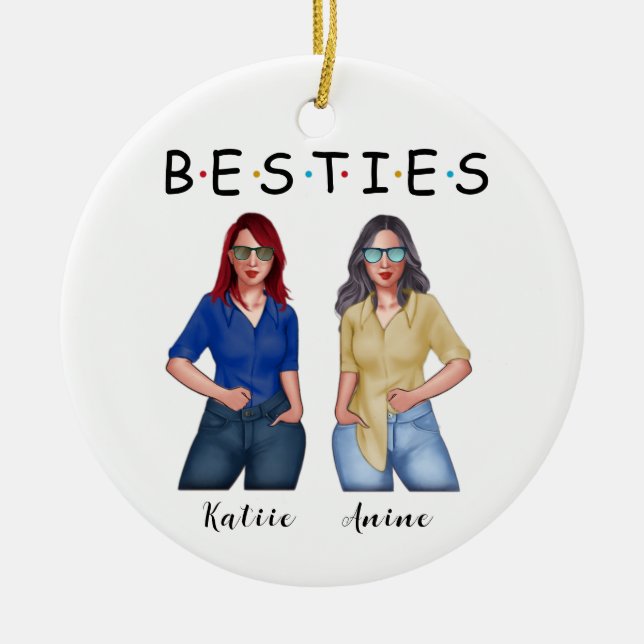 Sisters are best friends for life - Personalized Ceramic Ornament (Front)