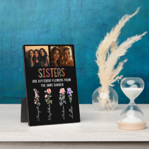 Sisters Are Different Flowers Custom Photo & Names Plaque