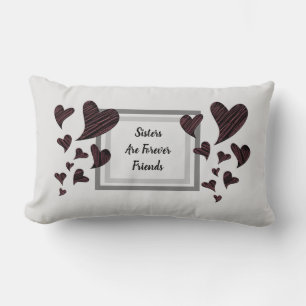 Sisters are Forever Best Friend Red Heart Keepsake Lumbar Pillow