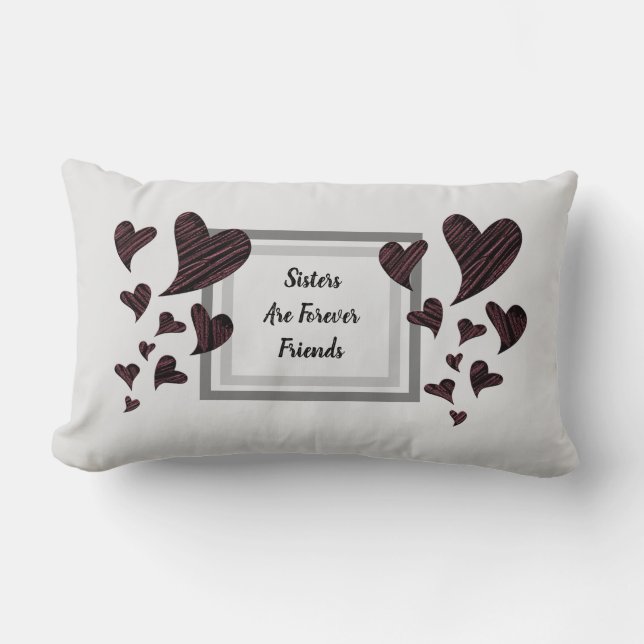 Sisters are Forever Best Friend Red Heart Keepsake Lumbar Pillow (Front)