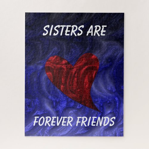 Sisters Are Forever Friends Painted Heart Sibling Jigsaw Puzzle