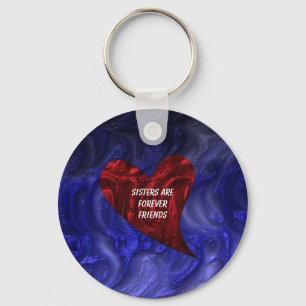 Sisters Are Forever Friends Painted Heart Sibling Keychain