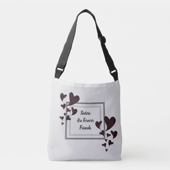 Sisters are Forever Friends Red Hearts Sibling Crossbody Bag (Front)