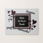 Sisters are Forever Friends Red Hearts Sibling Jigsaw Puzzle